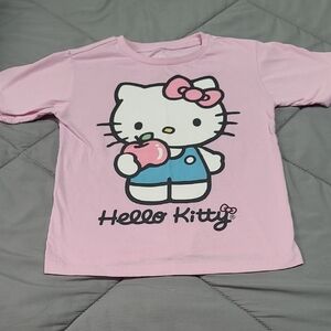 Hello Kitty Pink Tee with Blue Overalls Graphic